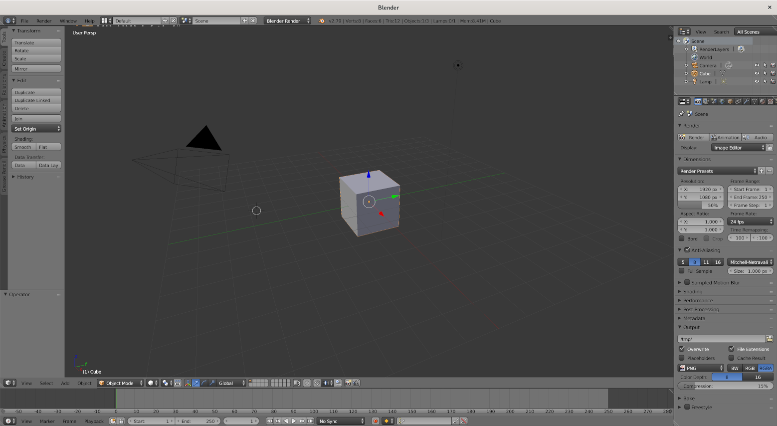 Screenshot of Blender running Zink.