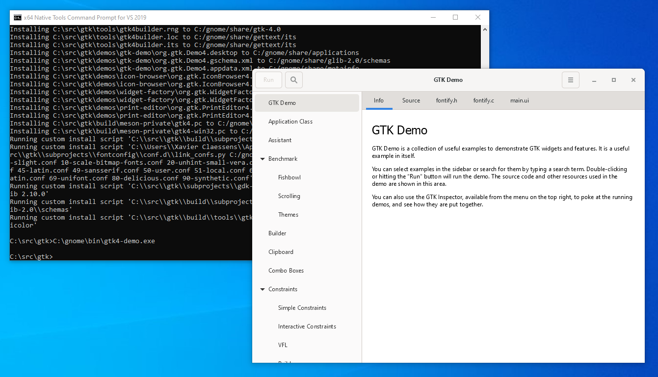 Build and run GTK 4 applications with Visual Studio