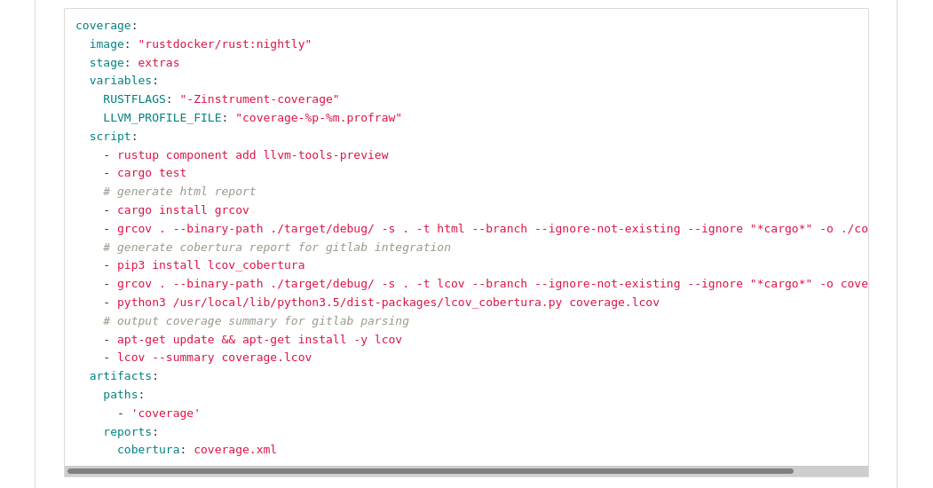 Rust: integrating LLVM source-base code coverage with GitLab