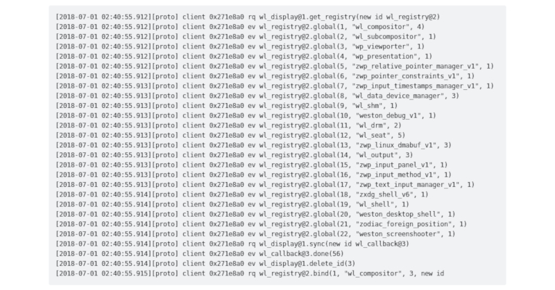 Weston debugging and tracing on-the-fly